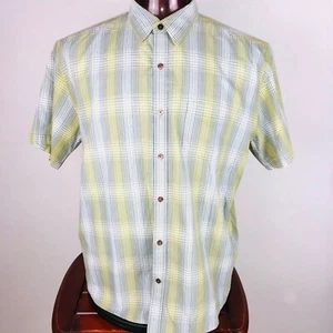 Horny Toad Mens Shirt Light Olive Gray Plaid Short Sleeve Button Down XL - Picture 1 of 5