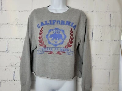 Top Corto Moderno Gráfico Lux Talla Mediana Gris Manga Larga Cuello Redondo Algodón  Foto 1 de 4