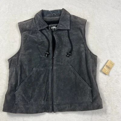 Chaleco de gamuza gris Wilsons Máxima para mujer grande cremallera completa cuello estilo motociclista Foto 1 de 4