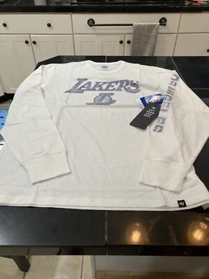 MENS 47 BRAND LA LAKERS CITY EDITION LONG SLEEVE SHIRT WHITEWASH  L LARGE NWT - Изображение 1 из 4