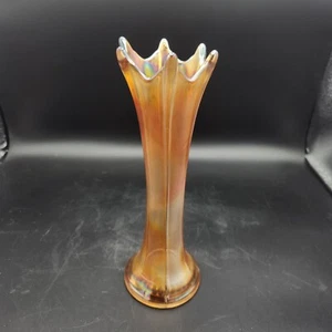 Vintage Imperial Carnival Glass Small 8.5" Marigold Swung Vase MCM - Picture 1 of 11