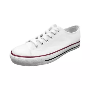 Mujeres Blanco Blanco Blanco Prendas para el torso bajo Rojo Suela de Goma Algodón Lona Zapatos informales - Imagen 1 de 7