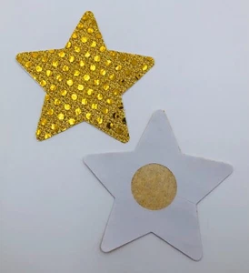 Pair Of Gold Star Nipple Pasties Raunchy Sexy Cover Breast Shiny (2 Count) - Picture 1 of 1