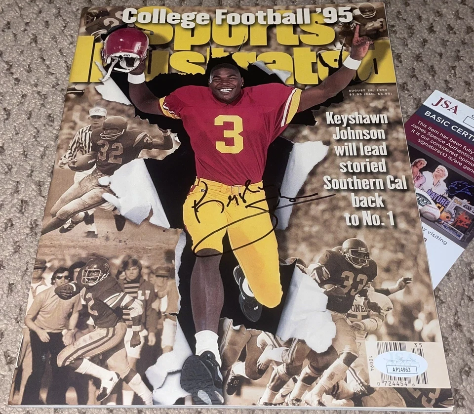 KEYSHAWN JOHNSON SIGNED SPORTS ILLUSTRATED JSA MAGAZINE USC FOOTBALL TROJANS - Image 1 of 1