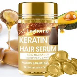 Keratin Hair Treatment Serum60 Capsules Hair Treatment Oil for Dry Damaged Ha... - Picture 1 of 7