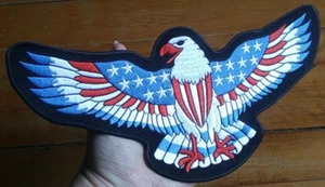 LARGE AMERICAN EAGLE USA FLAG BIKER MILITARY JACKET BACK PATCH - Picture 1 of 8