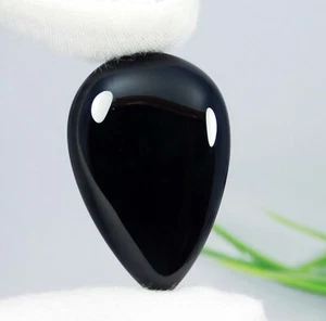 Natural Black Onyx 26.80 Ct Pear Cabochon Amazing Loose Gemstone For Jewelry - Picture 1 of 11
