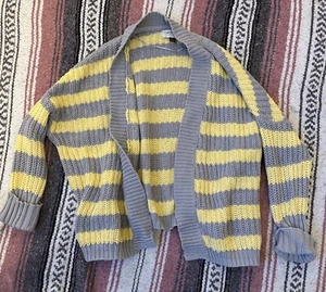 Sonoma Life + Style Women's Top Sweater Cardigan Open Front Medium Yellow Stripe - Picture 1 of 5