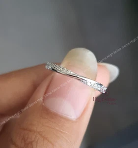14K Weißgold Rundschliff Moissanit Gedreht Infinity Ehering 14K Weißgold - Bild 1 von 7