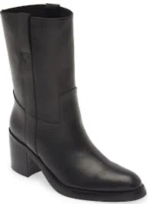 Jeffrey Campbell Desert Me Stacked Western-Inspired Mid-Calf Boot Black New 11.0 - Image 1 of 4