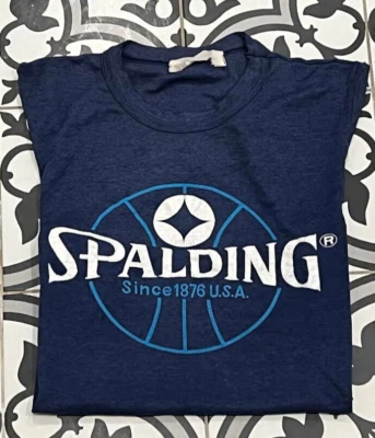 Camiseta deportiva de baloncesto Spaliding vintage de los años 80 azul de una sola puntada pequeña Foto 1 de 4