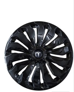 RESTOCKED. Induction Tesla Model Y 4 x 19" Wheel Covers Cover Hub Cap T Logo - Picture 1 of 4