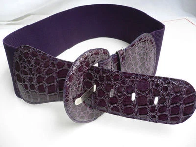 MUJER CADERA ELÁSTICO CINTURA ALTA PÚRPURA CINTURA ANCHA CINTURÓN ELÁSTICO MODA XS S M Foto 1 de 4