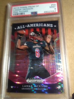 Lamar Jackson 2019 PSA MT 9 Pink Pulsar Prizm Dp All-Americans Baltimore Ravens - Image 1 of 4