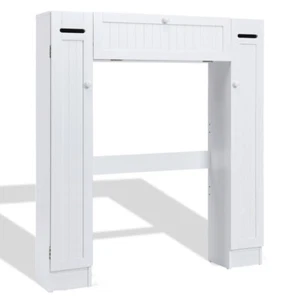 Wooden Cabinet Bathroom Space Saver Over The Toilet Storage W/Paper Holder White - Picture 1 of 12