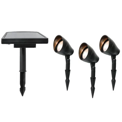 Solar 50 Lumens Black Integrated LED Spotlight with Remote Panel (3-Pack); - Image 1 of 4