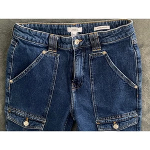 MidRise Bootcut Cargo Jeans Sz 28x32 Back Flap Pocket Dark Wash NWOT Forever 21 - Picture 1 of 6