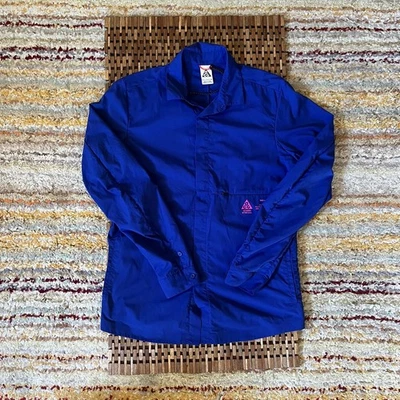Nike ACG Cobalt Blue Pink Snap Front Tech Shirt Jacket Men's Small S - Image 1 of 3