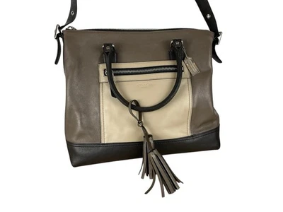 蔻驰 Rory 大号 19902 Legacy Colorblock 大号独特包棕色和米色女式 — 第 1/4 张图片