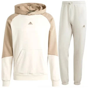 Adidas Herren Anzug Sweatshirt Kapuze Beige Sportlich Baumwolle S M L XL Komplett - Bild 1 von 10