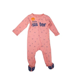 Carter's Baby Mädchen Pyjama mit Füßen "Little Sister" Schmetterling in Rosa 9 Monate - Bild 1 von 6