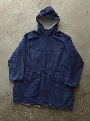 Vintage 50s 60s French Army Reversible Alpine Smock Parka Anorak Blue White XL - Image 1 of 4