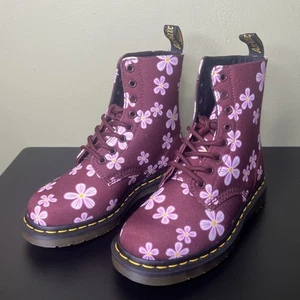 Dr Martens Page Meadow Womens US 5 Pink Flowers Floral Canvas Boots DOC'S NWB - Picture 1 of 7