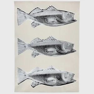 Andy Warhol Rare 1983 Original Fish Screen Print on Wallpaper - Picture 1 of 4