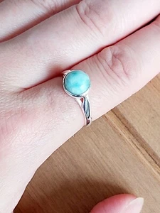 Sterling silver larimar ring size N - Picture 1 of 5