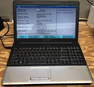Compaq Presario CQ60 15.6” Notebook Celeron 2.16GHz 2GB Black Laptop READ - Image 1 of 4