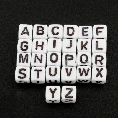 20 - 50 - 100 Perle Alphabet 6mm Blanc Acrylique Lettre au choix, porte cle - Photo 1/3