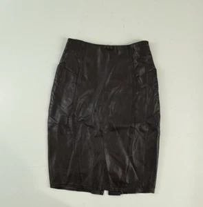 Lillie Rubin Women's Brown 6 Vintage Leather  Lined Knee Length Pencil Skirt - Picture 1 of 17