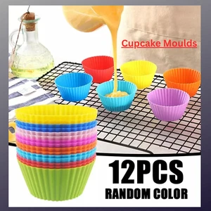 Silicone Muffin Cases Cupcake Moulds Baking Cups Reusable Non-Stick - Picture 1 of 3