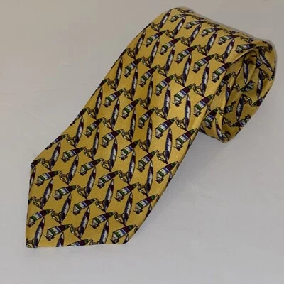 Corbata Ralph Lauren Amarilla Borgoña Seda Wind Surf Vela Clásica Cuello Foto 1 de 4