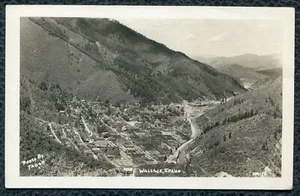 Air view of Wallace Idaho id real photo postcard RPPC Tabor Photo - Picture 1 of 2
