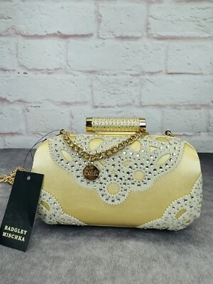Bandolera Bolso sin asas Badgley Mischka cristal dorado envuelto en cadena con marco nueva con etiquetas Foto 1 de 4