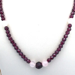 Garnet and rose quartz look like glass Beaded Necklace & Earring Set - Picture 1 of 7