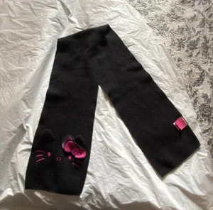 2014 Hello Kitty Sanrio Black & Pink Scarf With Gem Bow 100% Acrylic Youth Size - Picture 1 of 10