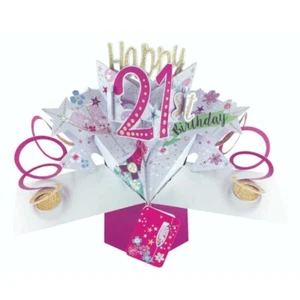 Happy 21st Birthday Pop-Up Greeting Card Original Second Nature 3D Pop Up Cards - Picture 1 of 3
