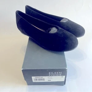 Eileen Fisher Damen 9 Una Ballerinas versteckter Keilabsatz flach schwarz Veloursleder - Bild 1 von 12