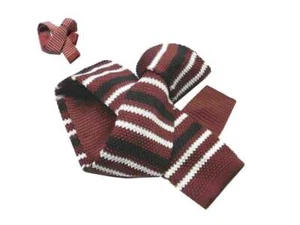 CRAVATTA DI Maglia TRICOT RIGATA cravatte a righe rosso bordeaux bianche nere - Bild 1 von 6