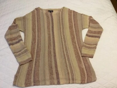 Suéter Pullover para Mujer Chaps Multicolor Rayas Mezcla de Lino Top Talla Grande Foto 1 de 4