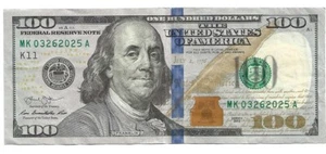 Billete de cumpleaños 2013 $100 FRN número de serie 03262025 - 26 de marzo de 2025 - Imagen 1 de 2