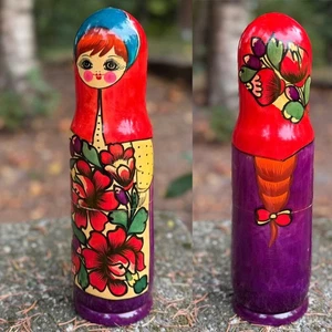 Vintage TALL MATRYOSHKA DOLL Russian Ukrainian Bottle Holder Wine Beer Decor - Bild 1 von 5