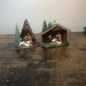 Set Presepe Natalizio Vintage Plastica Dura Set di 2 Hong Kong ��Mancante) - Foto 1 di 16