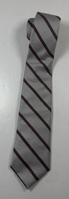 Corbata de hombre vintage Sovile Row Sanger Harris gris a rayas 100 % seda Foto 1 de 4