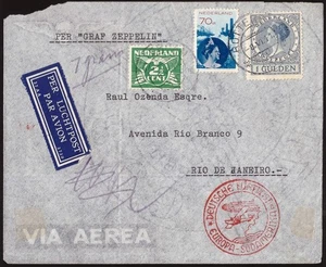 Netherlands, 1934 Zeppelin flown cover to Brazil -HA88 - Picture 1 of 3