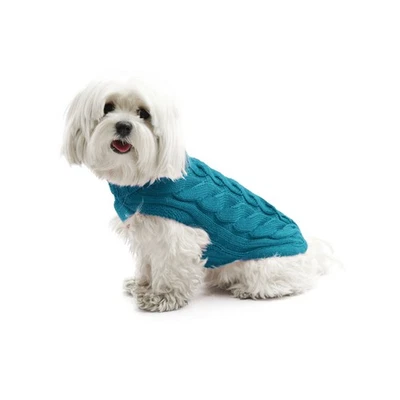 Fashion Dog Hunde-Strickpullover mit Zopfmuster - Petrol - 55 cm Hundepullover  - Bild 1 von 4