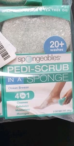 Spongeables Pedi Scrub Piedi Esfoliante 20+ Lavaggio Spugna Ocean Breeze (Confezione da 1) - Foto 1 di 3