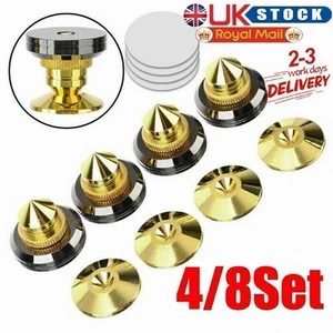 4/8X Golden Speaker Spikes CD Audio Amplifier Turntable Isolation Copper Feet UK - Picture 1 of 11